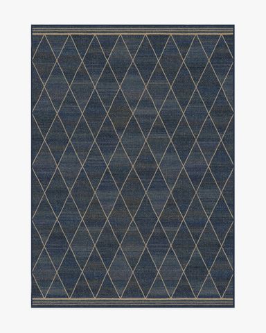 Harlequin Trellis Natural Navy Re-Jute Rug | Ruggable US