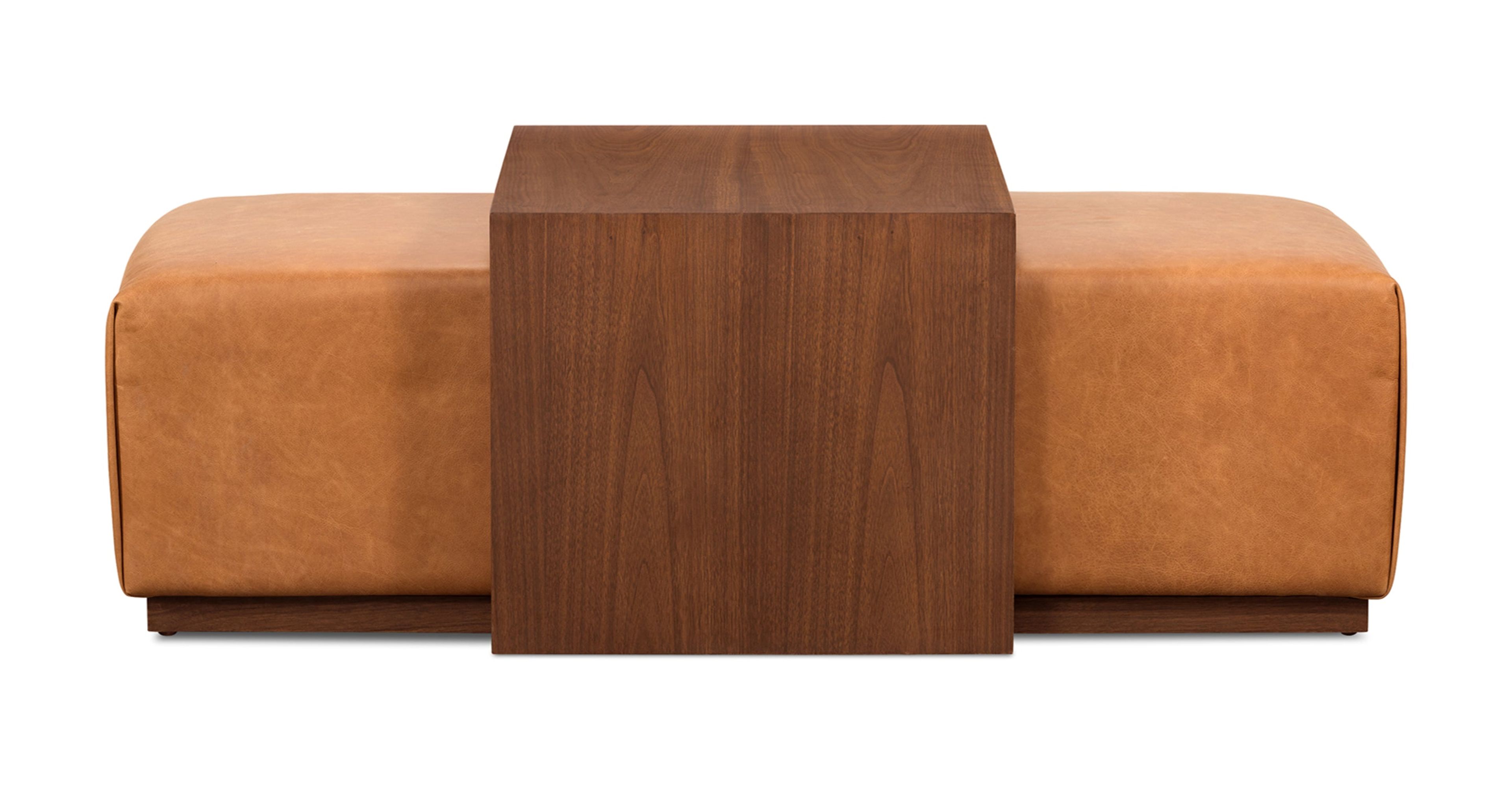 Jarmo Leather Ottoman with Walnut Table | Stylish & Functional