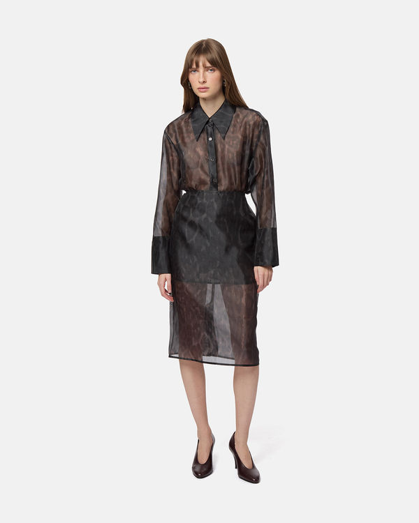 Tyra Organza Leopard Midi Skirt