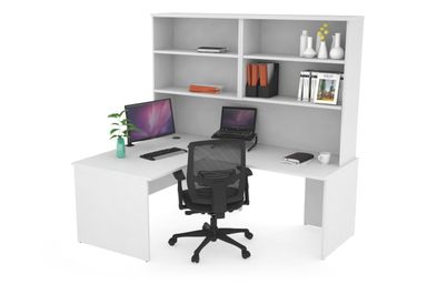 Uniform Panel Return Office Desk with Open Hutch [1200L x 1600W]