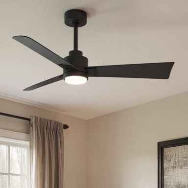 UMC9042 Modern Indoor/Outdoor Ceiling Fan, 8" (Plus Downrod) H x 42" W x 42" D, Matte Black Finish, Drifthelm Collection