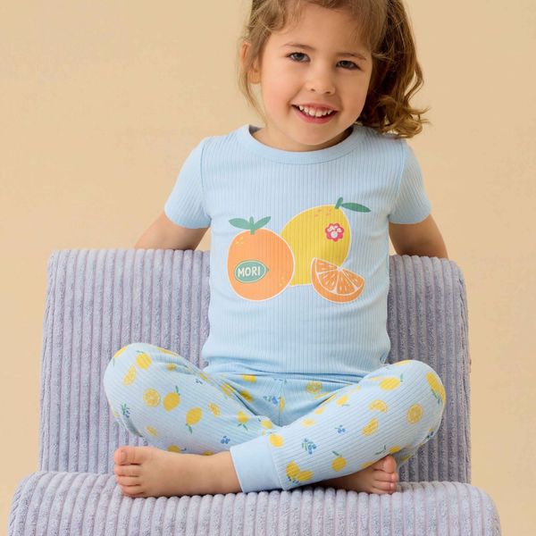 Lemon Lullaby Short Sleeve Ribbed Pajama Set