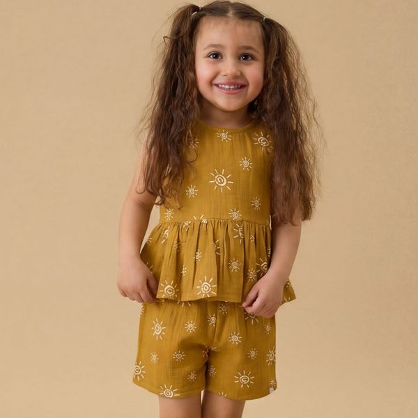 Sunshine Muslin Top & Shorts Outfit