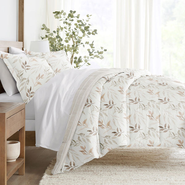 Foliage Stripe Reversible Down-Alternative Comforter Set - Sale