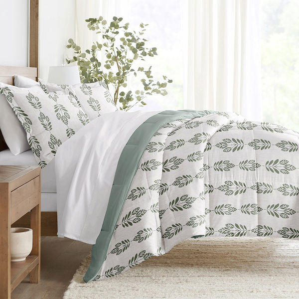 Folk Leaves Reversible Down-Alternative Comforter Set - Sale
