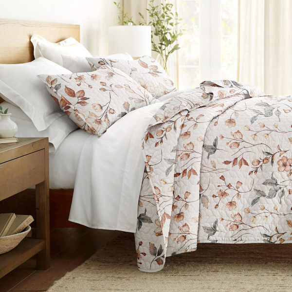Russet Floral Quilted Coverlet Set - Sale