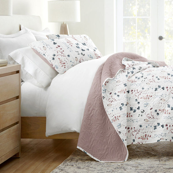 Poppy Bloom Reversible Quilted Coverlet Set - Sale