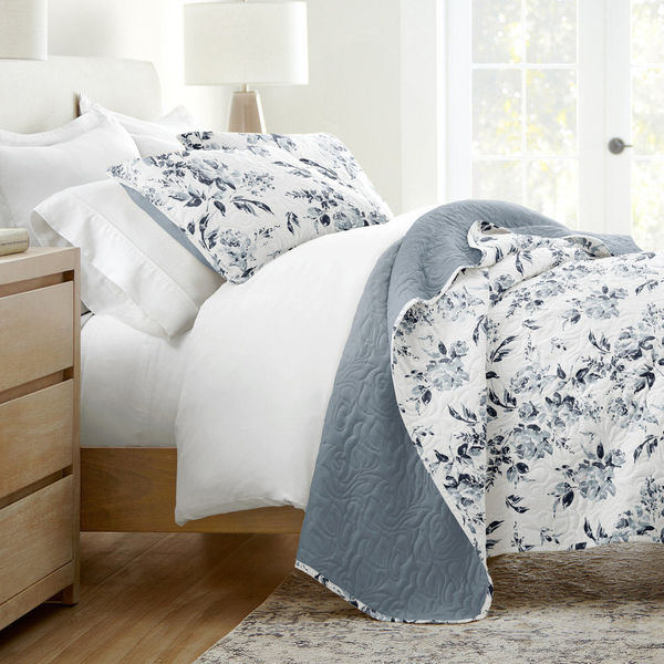 Rose Garden Reversible Quilted Coverlet Set - Sale