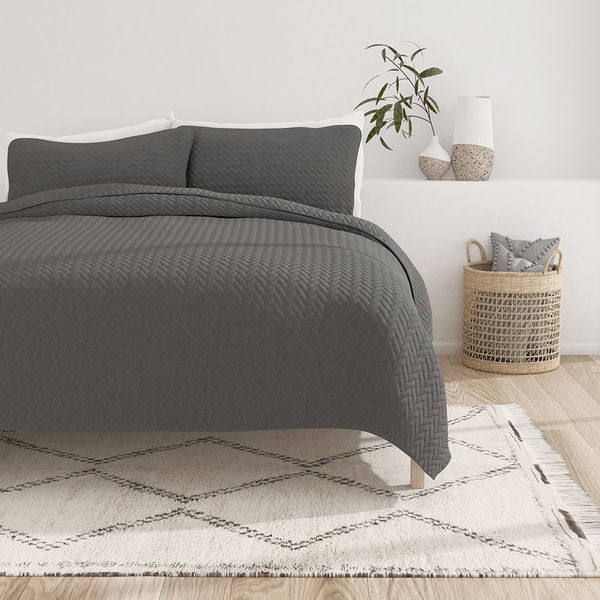 3-Piece Herringbone Quilted Coverlet Set - Sale