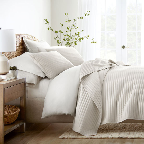 3-Piece Stripe Stitch Quilted Coverlet Set - Sale