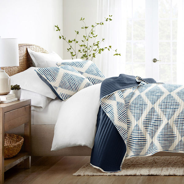Distressed Diamond Reversible Quilted Coverlet Set - Sale