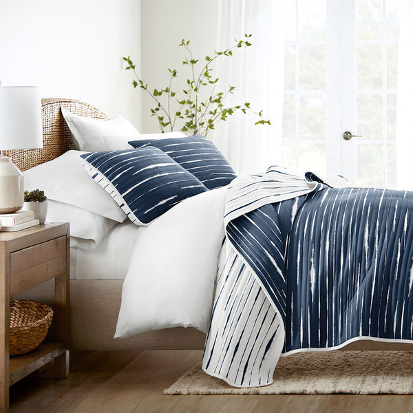 Horizon Lines Reversible Quilted Coverlet Set - Sale
