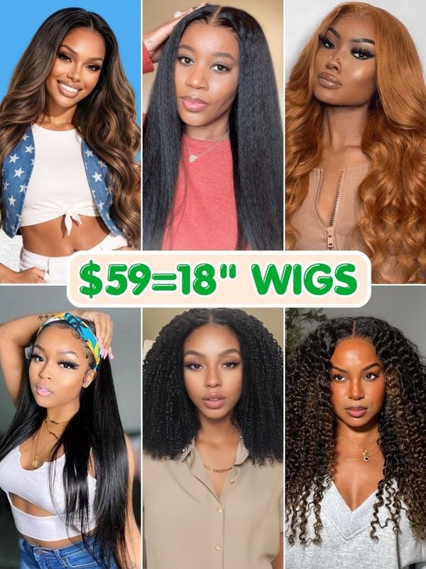 $59=18" Wig | Klaiyi TGIF World Cup Speical Offer 100% Glueless Human Hair Flash Sale