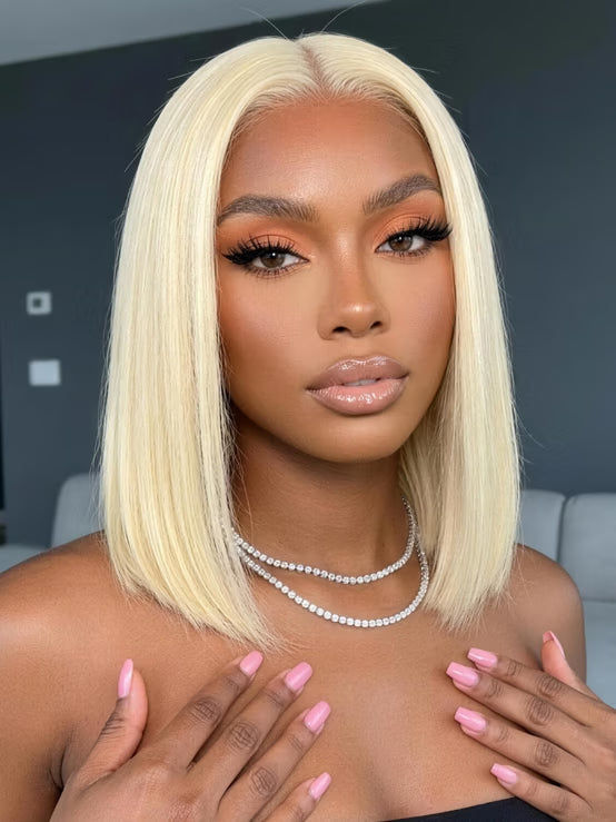 Klaiyi 613 Blonde 13x4 Pre-Everything Lace Front Human Hair Wigs Straight Bob Human Hair Wigs