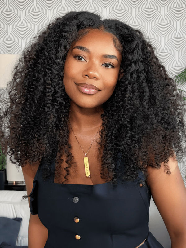 Mother's Day Sale | Klaiyi 4c Kinky Curly Lace Wig Virgin Human Hair For Women