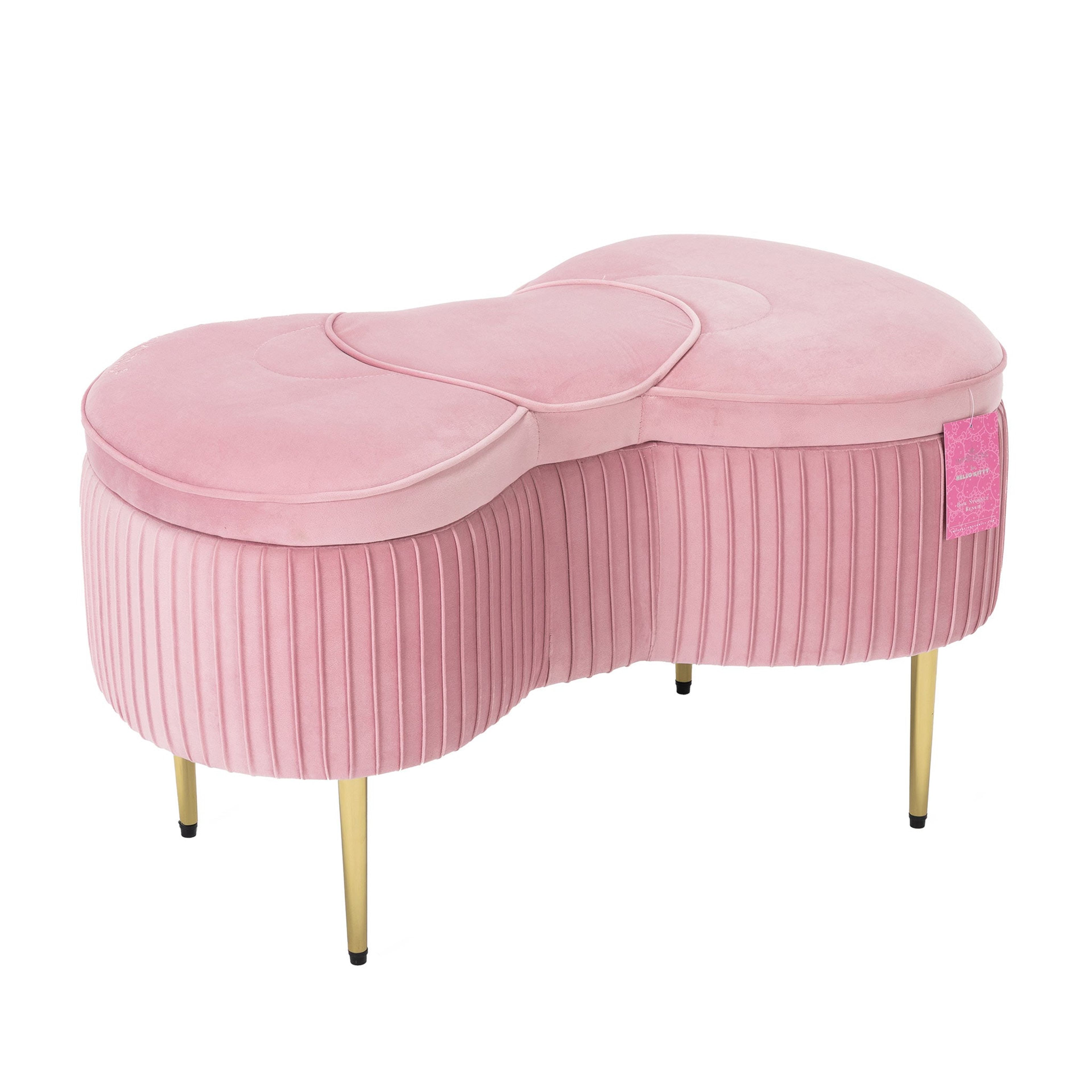 Hello Kitty Bow Storage Bench - Cute Pink Hidden Storage Ottoman