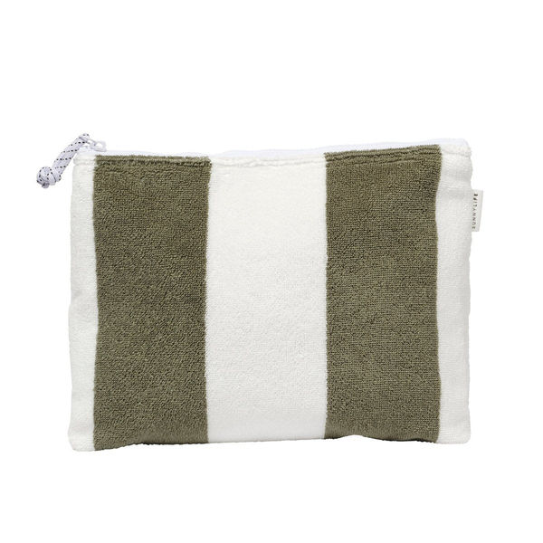 Terry Beach Pouch - The Vacay Olive Stripe