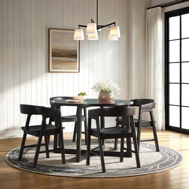 Ezra Modern Solid Wood Rounded Back Dining Chair (Set of 2)