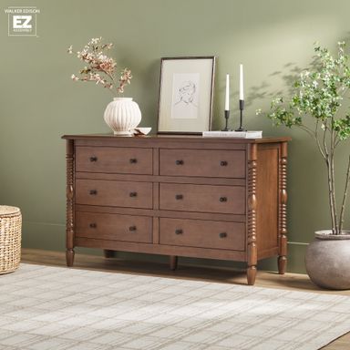 Traditional Vivienne 6-Drawer Easy Assembly Solid Wood Dresser