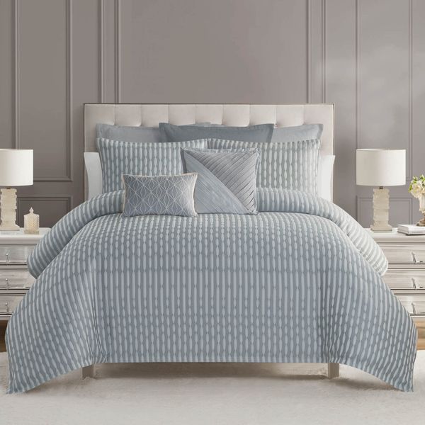 Waterford Aretha Blue 3 Piece Comforter Set in KING - Final Sale