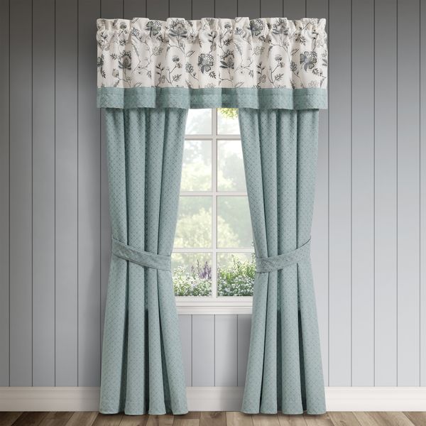 Blossom View Teal Window Panel Pair
