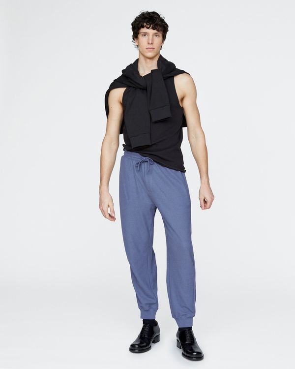 Pima Cotton Pique Banded Bottom Sweatpants - Dusk Blue