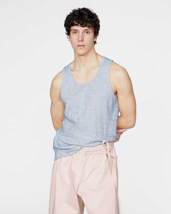 Slub Jersey Destroyed Tank - Cool Water