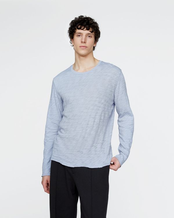 Slub Jersey Long Sleeve Destroyed Wash Tee - Cool Water