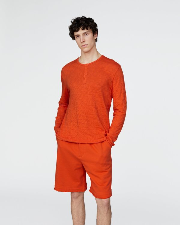 Slub Jersey Destroyed Wash Henley - Tomato