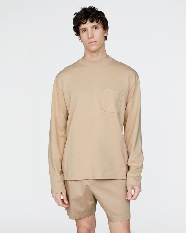 Heavyweight Jersey Long Sleeve Crew - Macadamia