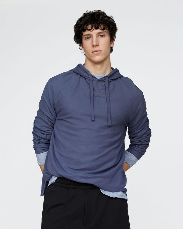 Pima Cotton Pique Hoodie - Dusk Blue