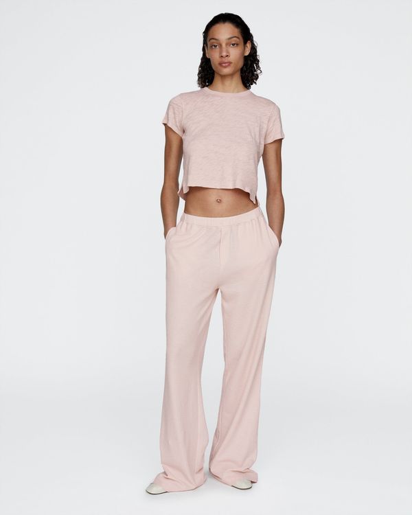 Pima Cotton Pique Wide Leg Sweatpants - Faded Rose
