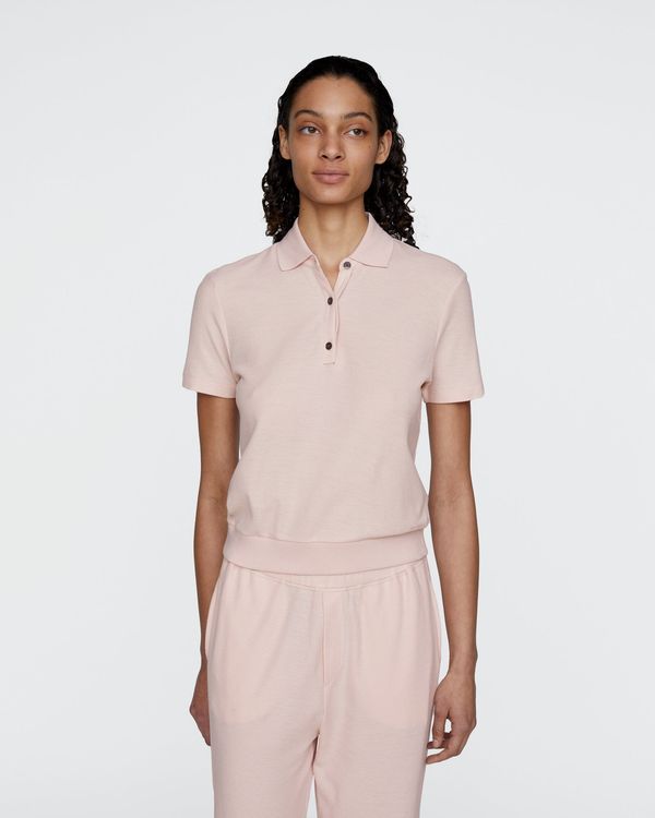 Pima Cotton Pique Short Sleeve Polo - Faded Rose