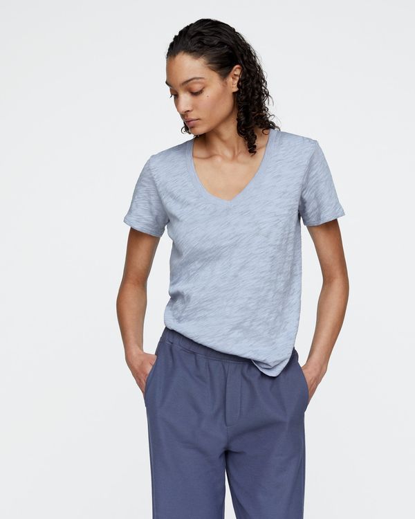 Slub Jersey Classic V-Neck Tee - Cool Water