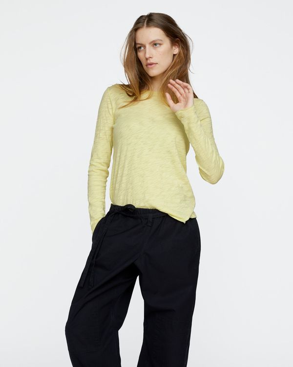 Slub Jersey Long Sleeve Destroyed Wash Tee - Mellow Yellow