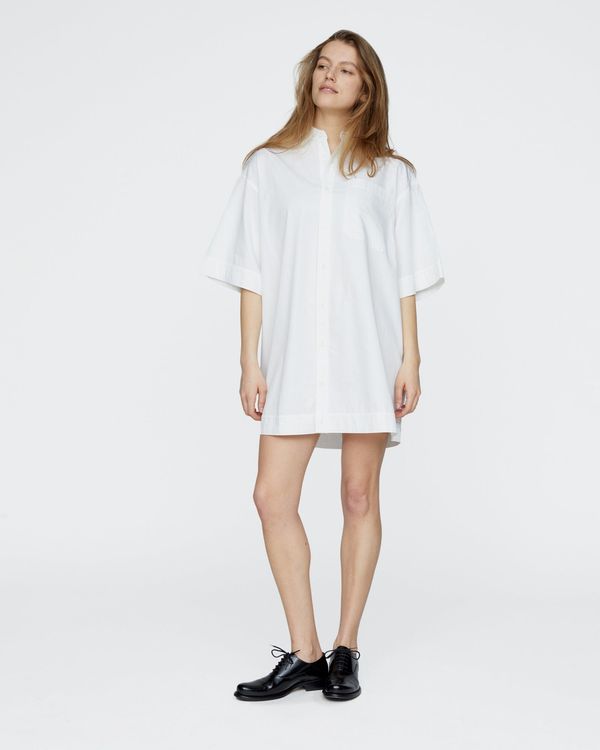 Stone Washed Boxy Dress - White