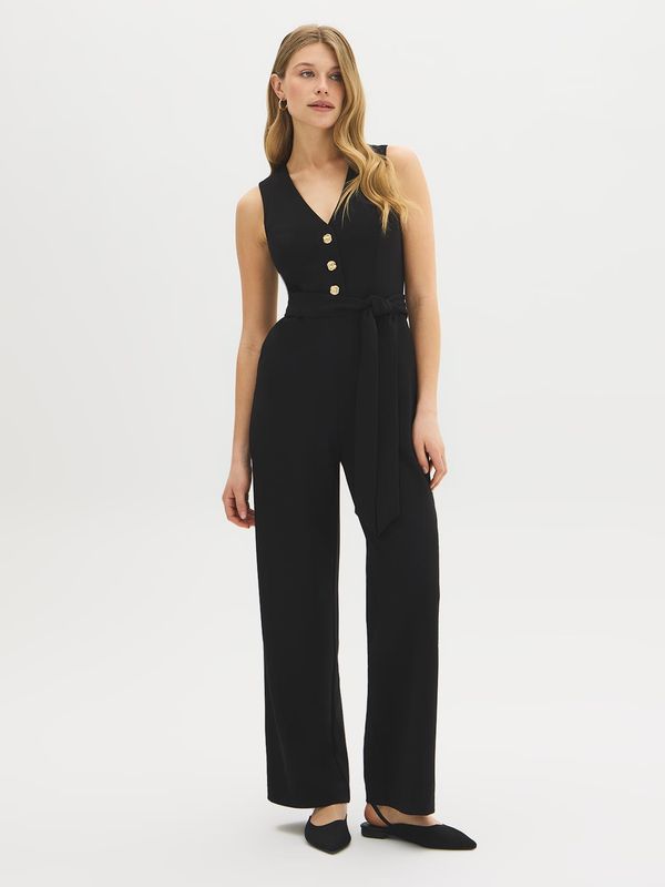 Straight-Leg Crepe Jumpsuit