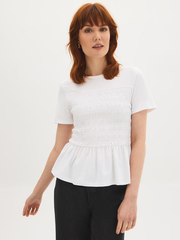 Cotton Peplum Smocked Top