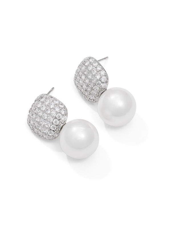 Pearl Drop Pavé Earrings