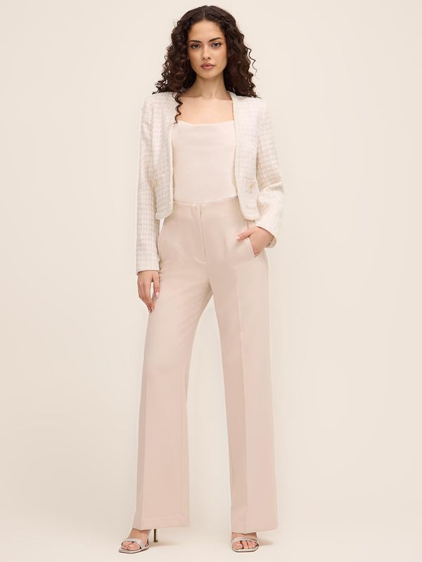 Metallic Bouclé Blazer With Pearl Trim