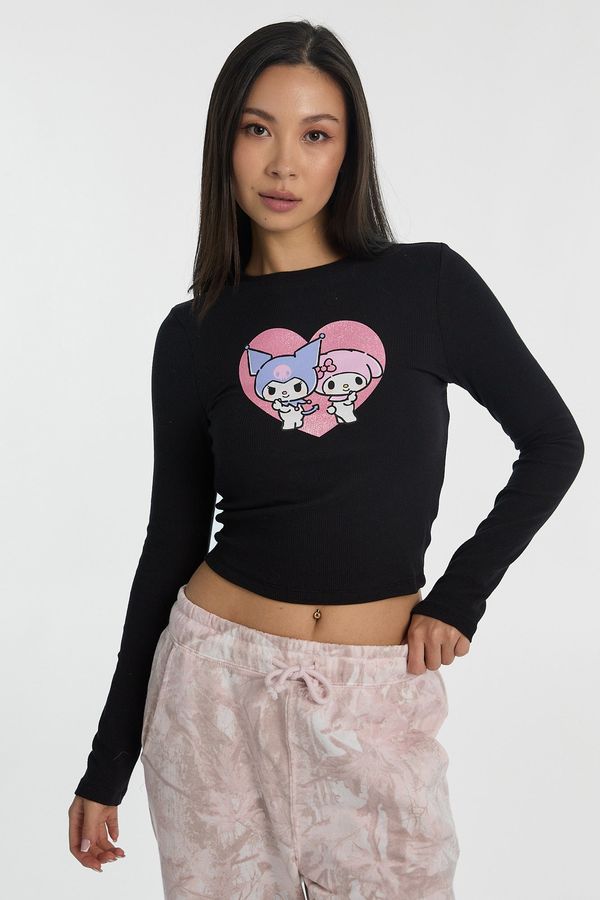 My Melody Kuromi Graphic Long Sleeve Baby Tee