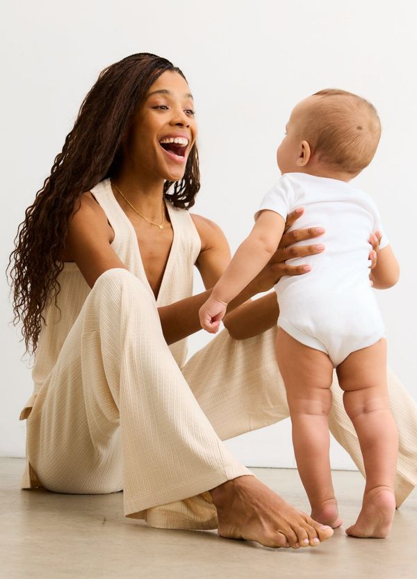 The Silky Ribbed Pointelle Easy Pant