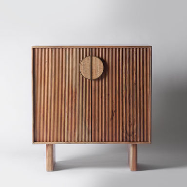 Edvard Acacia Ribbed Drinks Cabinet