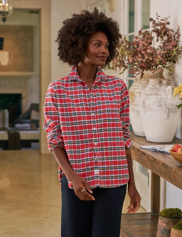 EILEEN Red and Yellow with Blue Plaid, Italian Flannel
