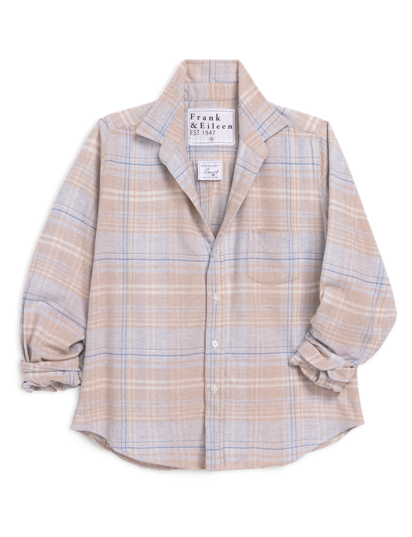 BARRY Sand and Blue Plaid, Italian Flannel