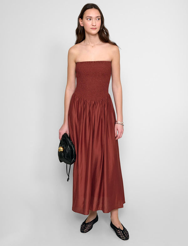 Paprika-Red Strapless Dress
