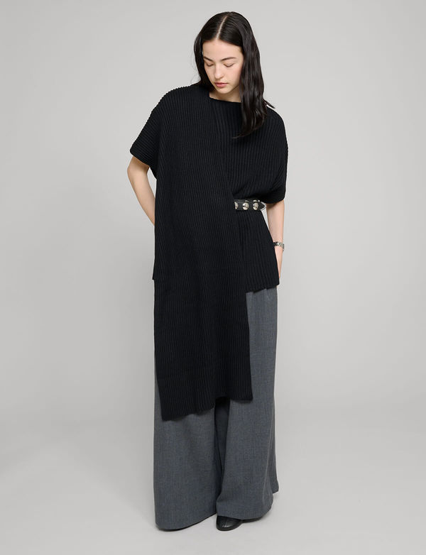 Black Knit Cape Top
