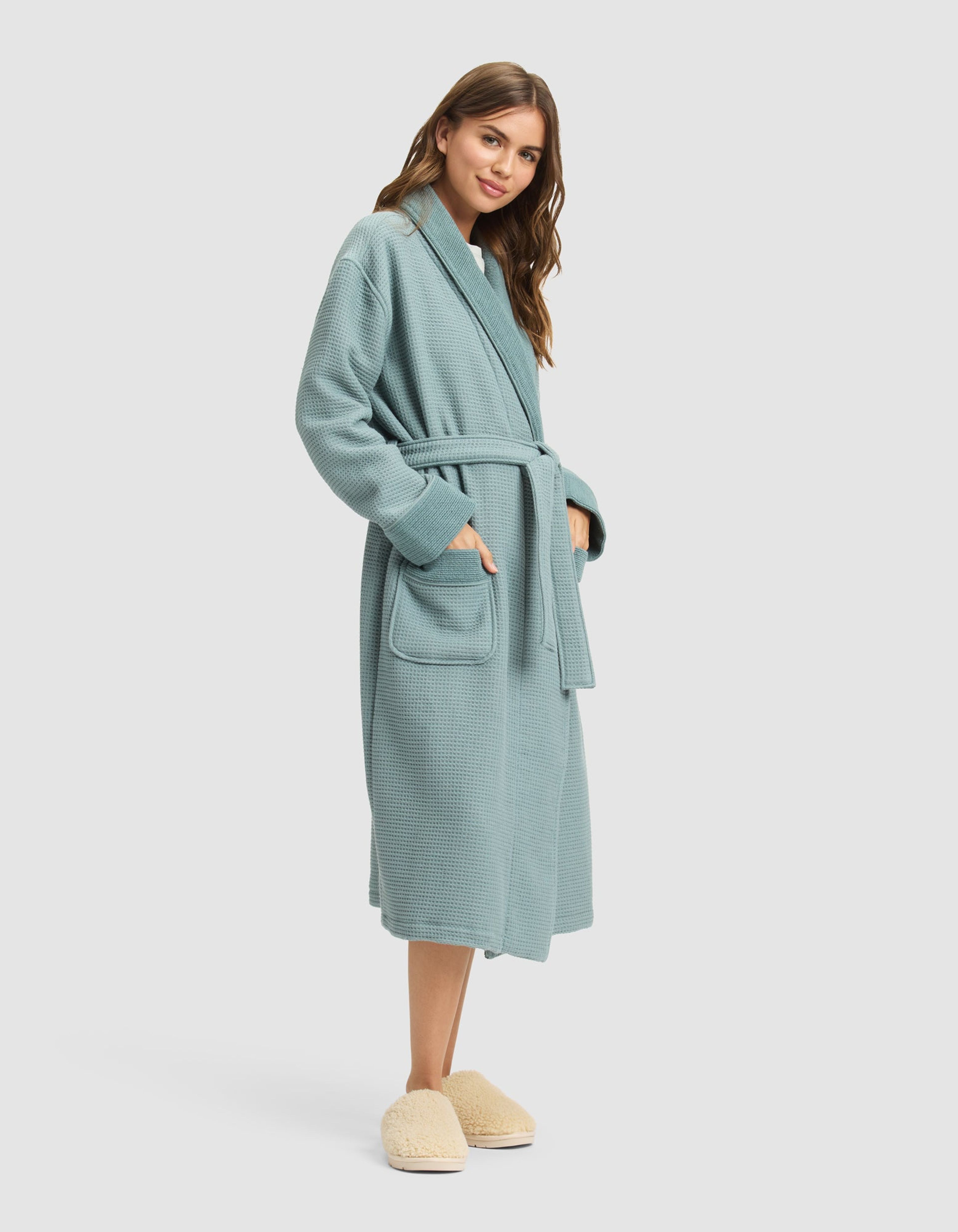 Cozy Earth Waffle Terry Bath Robe - Luxurious & Absorbent