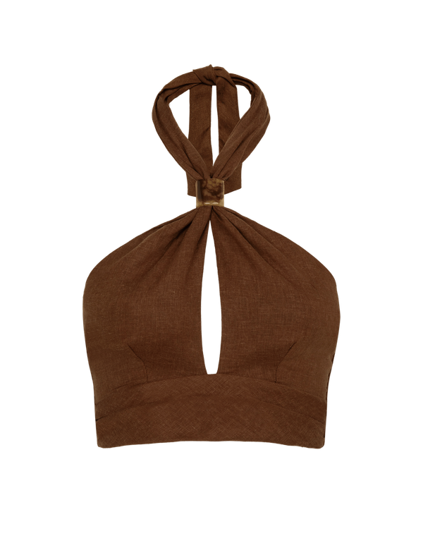Luna Halter Top - Brown