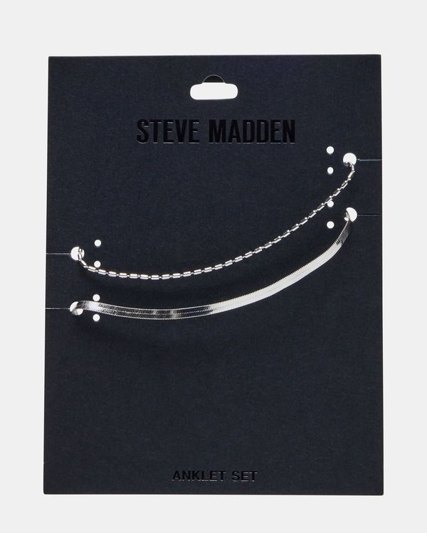 HERRINGBONE CHAIN ANKLET SET SILVER